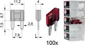 steekzekering MINI 10A rood 100 stuks in een doosje