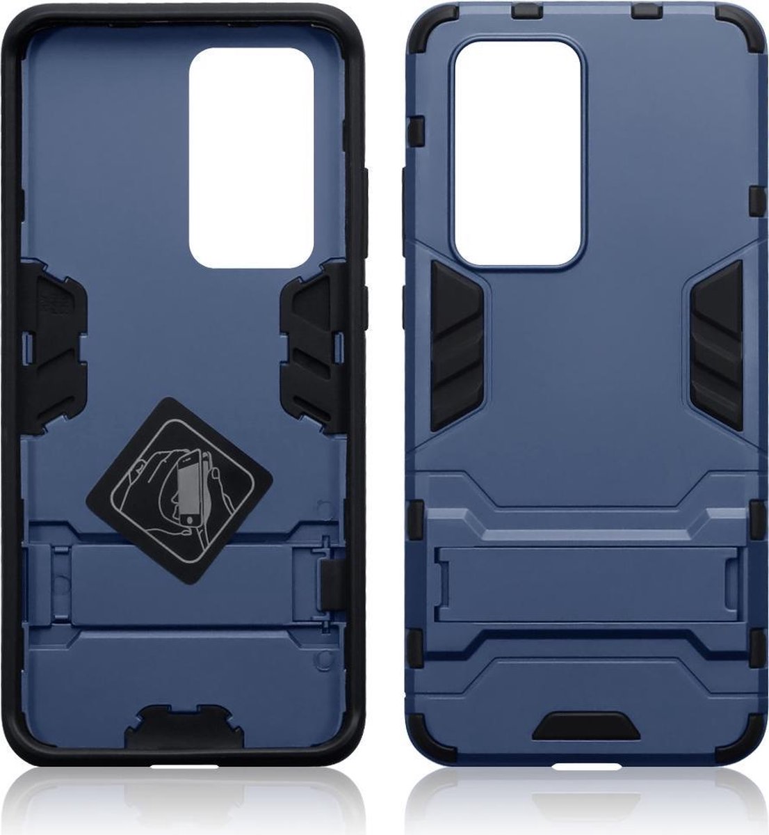 Qubits - Double Armor Layer hoes met stand - Geschikt voor Huawei P40 Pro - Blauw