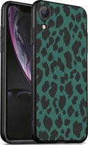 iMoshion Hoesje Geschikt voor iPhone Xr Hoesje Siliconen - iMoshion Design hoesje - Zwart / Meerkleurig / Groen / Green Leopard