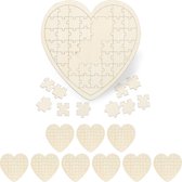 Relaxdays 10 x hart puzzel huwelijk - blanco puzzel - hout - gastenboek bruiloft – diy