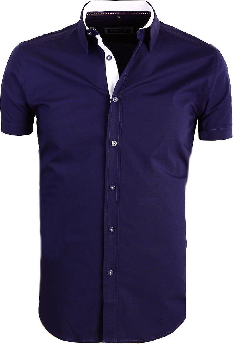 Carisma Overhemd Korte Mouw Effen Blauw 9102 - L