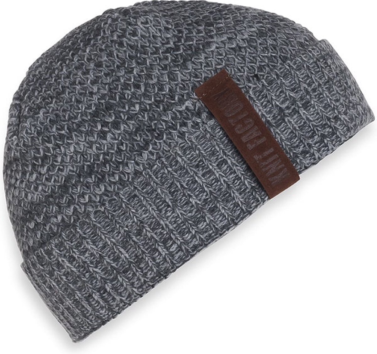 Knit Factory Jazz Gebreide Muts Heren & Dames - Beanie hat - Antraciet/Licht Grijs - Warme grijs gemêleerde Wintermuts - Unisex - One Size