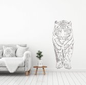 Muursticker Tijger Lopend -  Zilver -  70 x 160 cm  -  slaapkamer  woonkamer  dieren - Muursticker4Sale