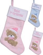Grote Kerstsok 40 cm ROZE baby's first christmas