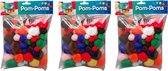 300x Pompons artisanaux colorés - Boules colorées - Matériel de décoration Hobby