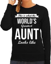 Worlds greatest aunt / tante cadeau sweater zwart voor dames L