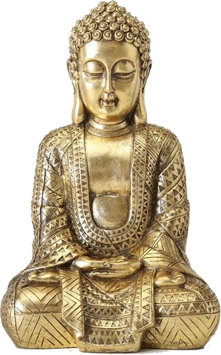 Zittend Boeddha beeld goud polystone 70 cm - Decoratiebeelden -  Boeddhabeelden voor in... | bol.com