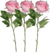 5x stuks roze pioenroos/rozen kunstbloemen 76 cm - Kunstbloemen boeketten - Huis of kantoor
