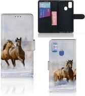 GSM Hoesje Geschikt voor Samsung Galaxy M21 Book Cover Geschikt voor Samsung M30s Wallet Book Case Paarden