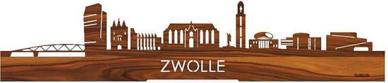 Standing Skyline Zwolle Palissander hout - 60 cm - Woondecoratie design - Decoratie om neer te zetten en om op te hangen - Meer steden beschikbaar - Cadeau voor hem - Cadeau voor haar - Jubileum - Verjaardag - Housewarming - Interieur -