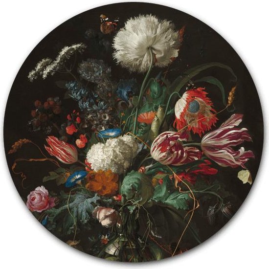 Wandcirkel Vaas met Bloemen - WallCatcher | Aluminium 80 cm | Jan Davidsz. de Heem