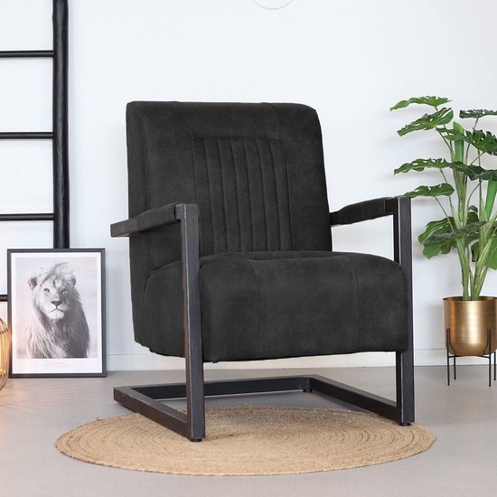 ongerustheid niet verwant Bewolkt Bronx71® Industriële fauteuil Austin zwart microvezel | bol.com