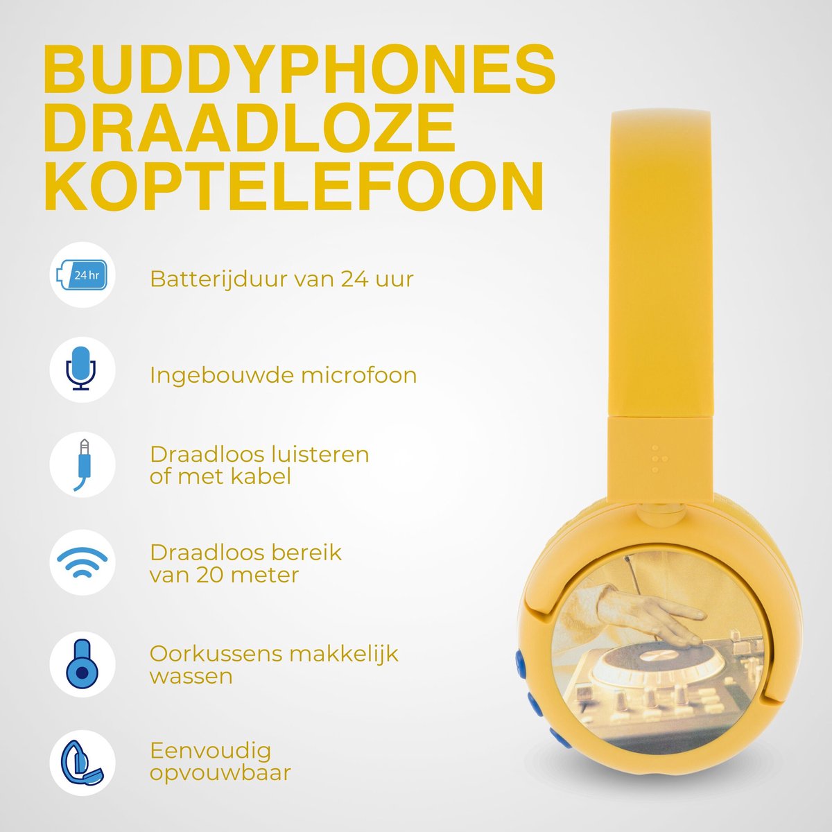 Buddyphones - Casque audio enfant Pop Fun - Jaune