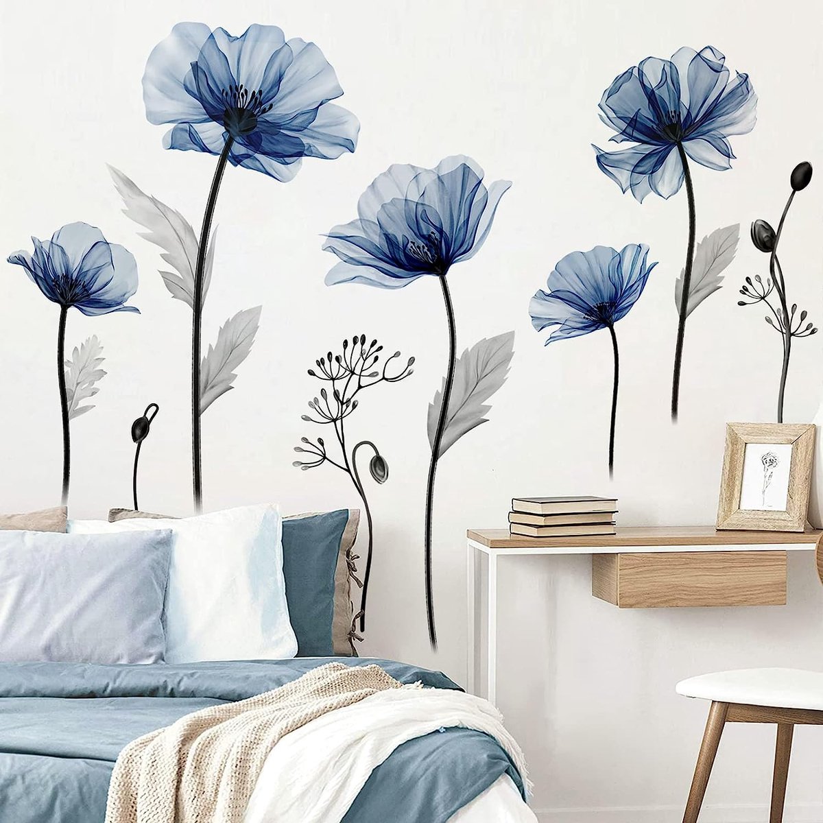 Muursticker paon Fleurs branche d'arbre Vogel Stickers muraux chambre salon  bureau