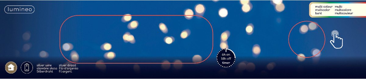 Lumineo - MicroLED string BO l95 cm zilver/mlt kerst