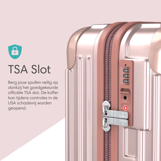 Voyagoux® - Handbagage Reiskoffer - 40L - Koffers - Reiskoffer met wielen - Rosé goud - TSA Slot