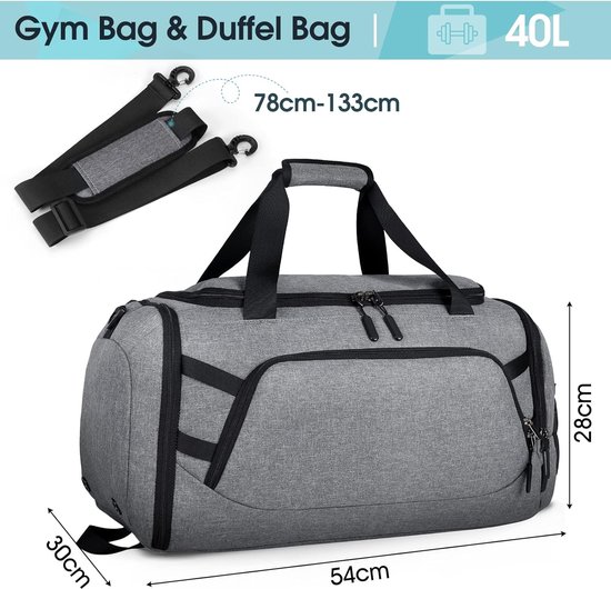 Sac de Gym Femmes Hommes avec Compartiment de Chaussures et Poche Humide Sac  de Sport de