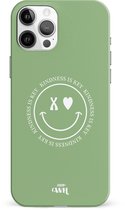 xoxo Wildhearts Kindness Is Key - Single Layer - Smiley case hoesje geschikt voor iPhone 11 Pro Max hoesje - Hoesje met smiley face - Emoji hoesje geschikt voor Apple iPhone 11 Pro Max hoesje - Groen