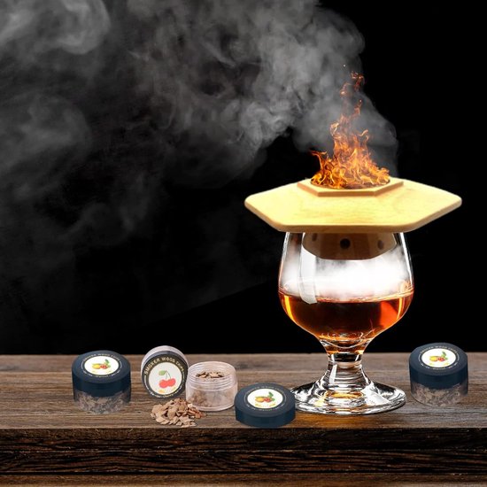 Set de fumoir à cocktail, Kit de fumoir à Whisky avec 6 copeaux de bois,  infuseur à
