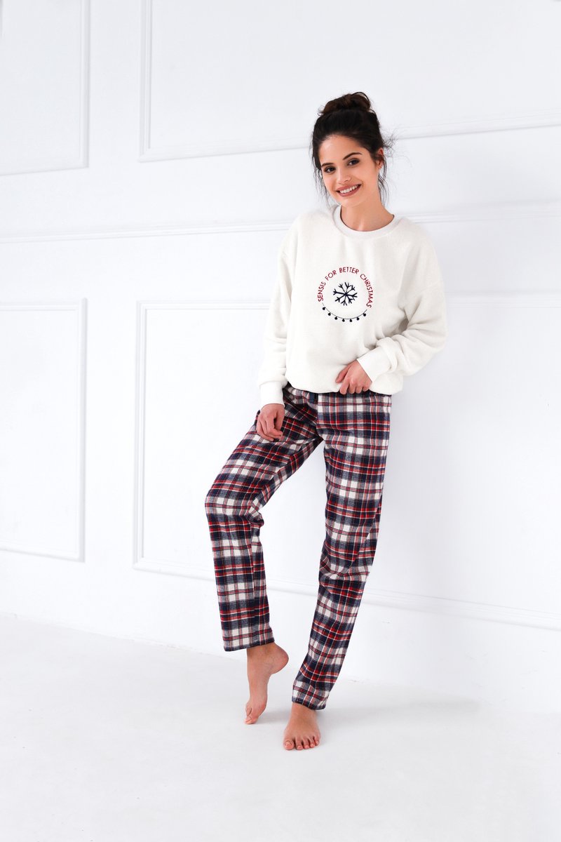 Damespyjama, lang, winter, warm, wollig, fleece, pyjamaset, behaaglijk