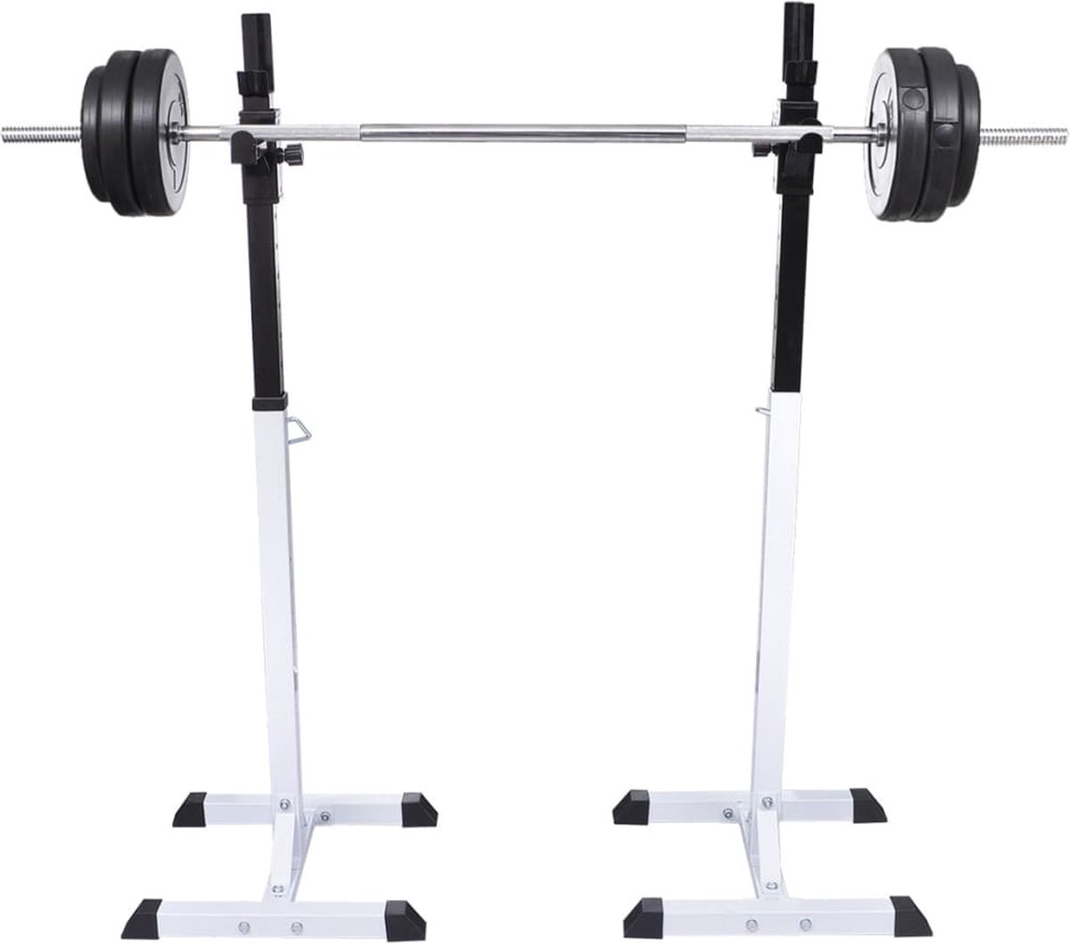 The Living Store Halterstandaard - Staal - Wit/Zwart - 50x48x107-165cm - 80 kg
