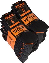 BRUBAKER - Werksokken - 10 Paar - WORK Sokken voor optimale grip op het werk - Robuuste Functionele Sokken - Katoen - Versterkte hiel en teen - Zwart Oranje - Maat 47-50