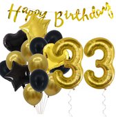 Snoes Ballonnen 33 Jaar Feestpakket – Versiering – Verjaardag Set Goldie Cijferballon 33 Jaar -Heliumballon
