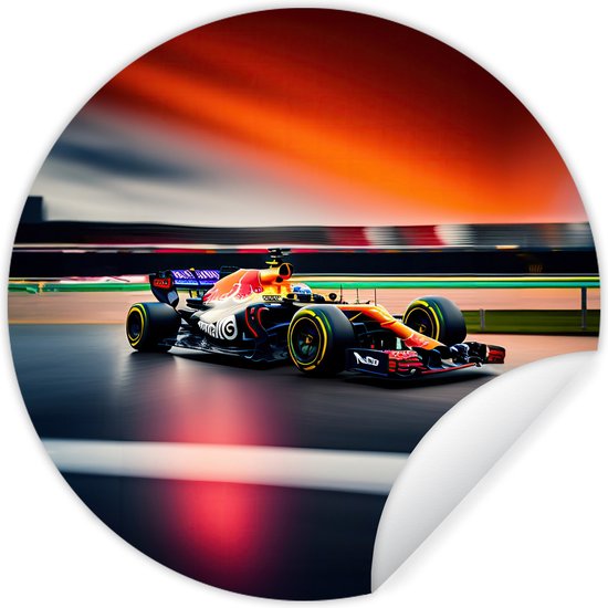 WallCircle® - Behangcirkel 30x30 cm - Muurstickers Auto - Formule 1 - Circuit - Raceauto - Muurcirkel woonkamer - Wandcirkel slaapkamer - Kamer decoratie zelfklevend - Muurdecoratie accessoires