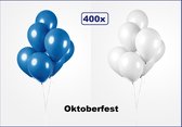 400x Luxe Ballon mix blauw/wit 30cm - Oktoberfest - Festival feest party verjaardag landen helium lucht thema Apres ski