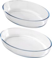 Chef traiteur ovenschaal set 2-delig - ovaal - glas - 2,4 en 3L - keuken