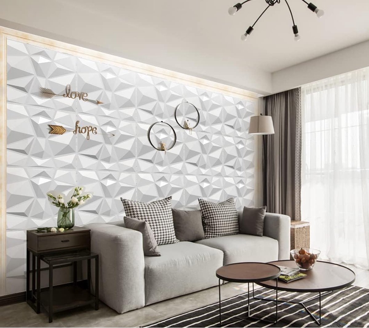 PVC - 3D - Tegels - Woonkamer - Wit - Wandbekleding kopen