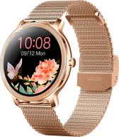Valante Luxe Smartwatch - Smartwatch Dames - Rosé goud staal - 42 mm - Stappenteller - Hartslagmeter - Bloeddrukmeter - Saturatiemeter