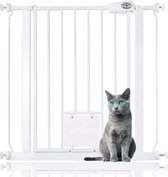Bettacare Huisdierhek met Afsluitbaar Kattenluik, 75 - 83cm, Wit