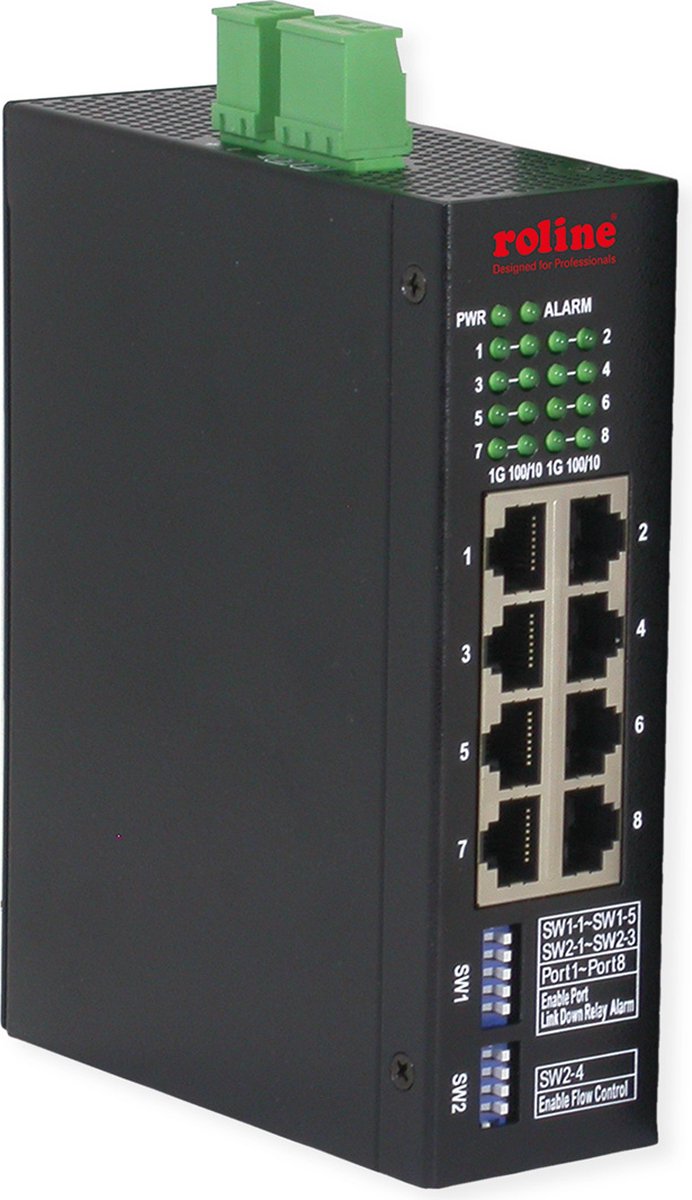 ROLINE Industriële Gigabit Ethernet Switch, 8 poorten, Web Managed
