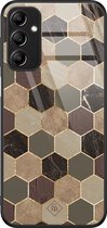 Casimoda® hoesje - Geschikt voor Samsung Galaxy A14 5G - Kubus Bruin Groen - Luxe Hard Case Zwart - Backcover telefoonhoesje - Bruin/beige