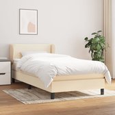 The Living Store Boxspringbed - Crème - 203x83x78/88 cm - Met verstelbaar hoofdbord - Pocketvering matras - Middelharde ondersteuning - Huidvriendelijk topmatras