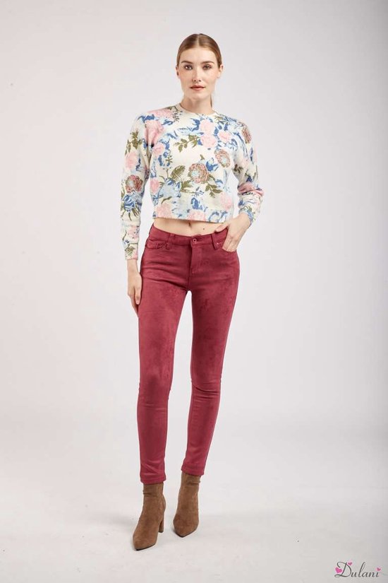 Broek Toxik3 met middelhoge taille daim look bordeaux