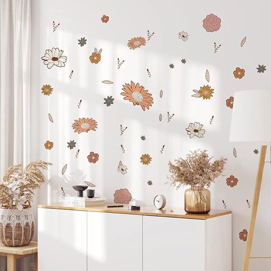Stickers Muraux 3D Plantes Tropicales Feuilles Fleurs Fond Chambre