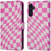 iMoshion Hoesje Geschikt voor Samsung Galaxy A14 (5G) / A14 (4G) Hoesje Met Pasjeshouder - iMoshion Design Bookcase smartphone - Roze / Retro Pink