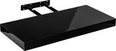 Muurplank - Wandplank zwevend - Wandplank - Draagvermogen 10 kg - MDF - Staal - Hoogglans zwart - 90 x 23,5 x 3,8 cm