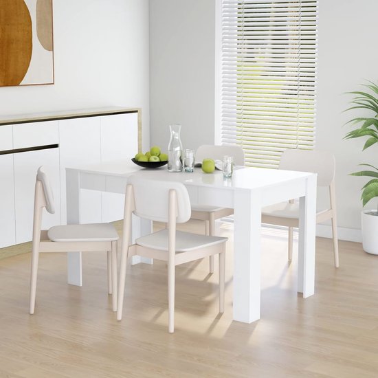 The Living Store Table à manger 140x74-5x76 cm bois d'ingénierie blanc - Table