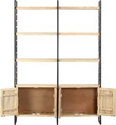 The Living Store Boekenkast Retro Industrieel - 124x30x180cm - Massief mangohout - Gepoedercoat ijzeren frame