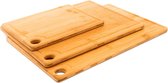 Joejis Snijplank set van 3 Heavy-duty Bamboe Snijplanken met Sapgroef & Ophanggat - 20x15 cm 28x22 cm & 33x22 cm Houten Snij blok voor in uw Keuken