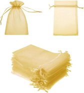 Organza zakjes, voor het verpakken van snoep, parels, chocolade, geschenken, goud, klein, 100 stuks