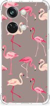 Hoesje met naam OnePlus Nord 3 Telefoonhoesje met doorzichtige rand Flamingo