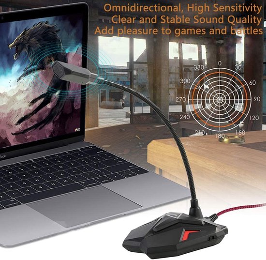 Voice Desktop USB Microfoonstandaard voor Computer Laptop PC G55 Gaming Microfoonstandaard Omnidirectionele Verstelbare USB Wired Studio Mic - Merkloos