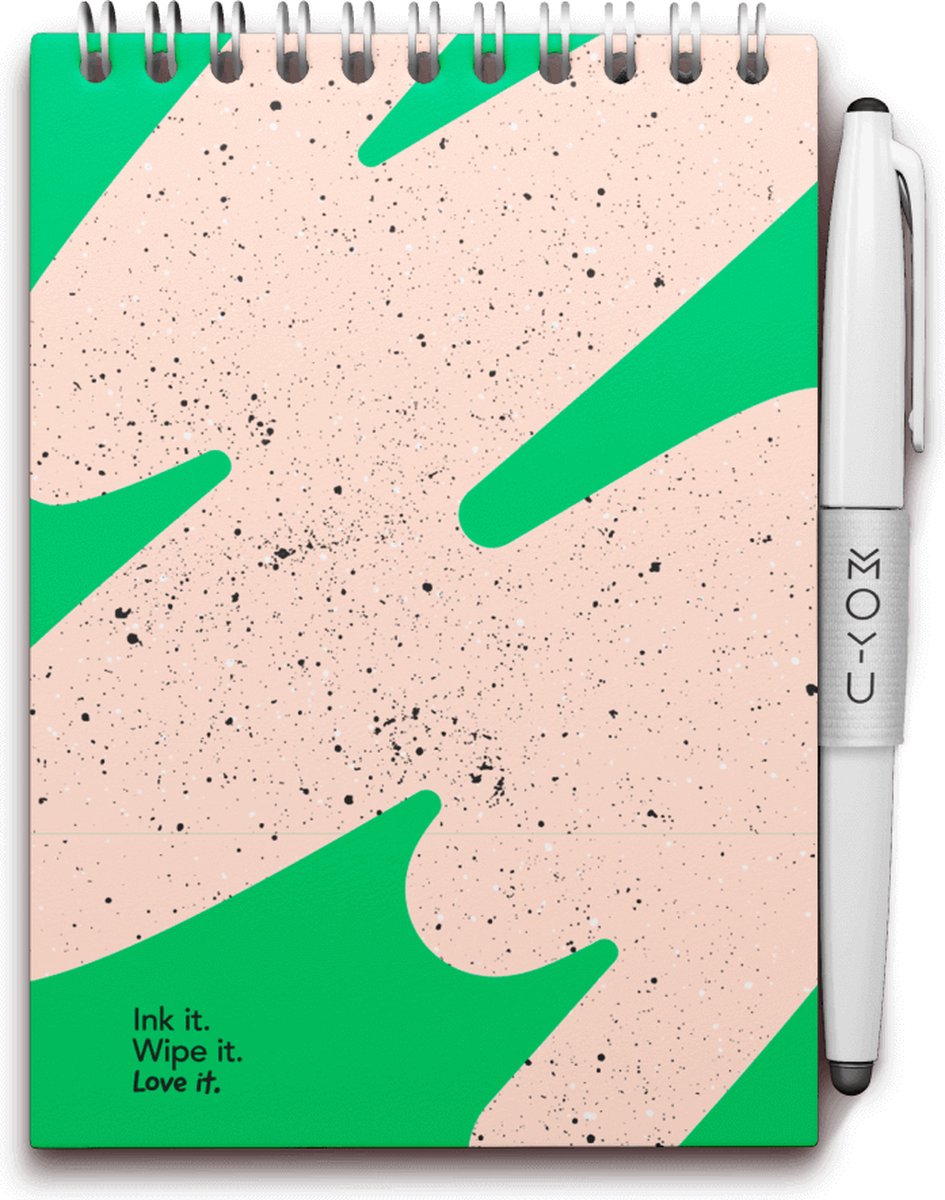 MOYU - Flashy Moss Notebook - Uitwisbaar Notitieboek A6 Hardcover - Multifunctionele pagina’s - Inclusief uitwisbare pen, houder en wisdoekje