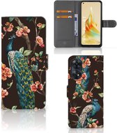 Telefoonhoesje OPPO Reno8 T 4G Flipcase Cover Pauw met Bloemen