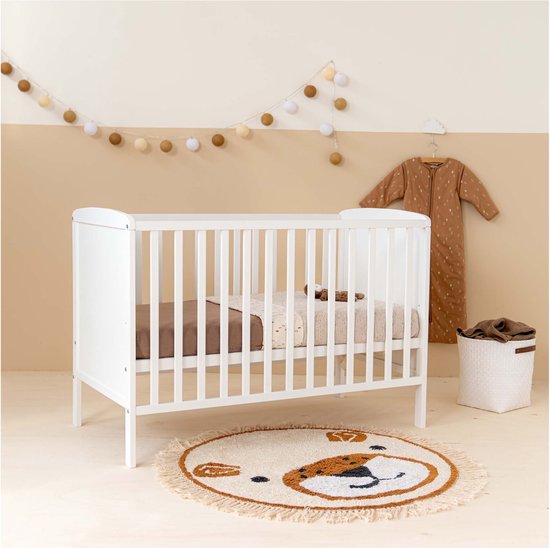 Prénatal Ledikant Baby - Babybedje met Platte Spijlen - Baby Bed 60x120 cm - Exclusief Matras - Wit - Prénatal