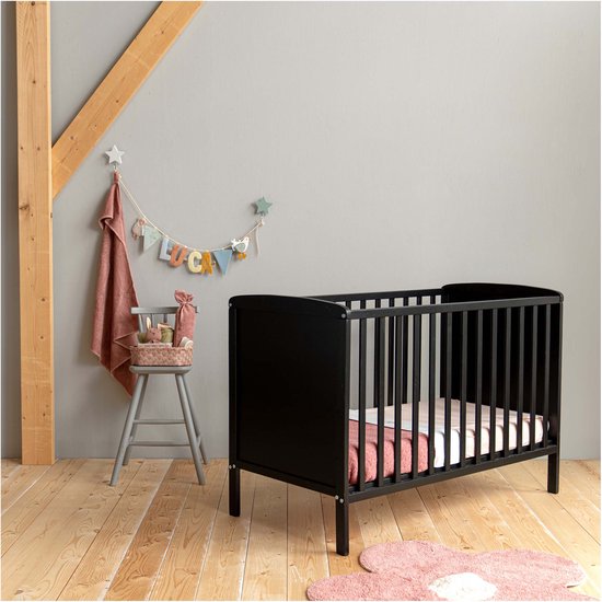 Prénatal Ledikant - Babybed - Babybedje met Platte Spijlen - 60x120 cm - Exclusief Matras - Zwart - Prénatal